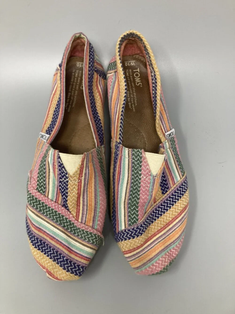 TOMS women's flats W10 striped woven textile slip-on